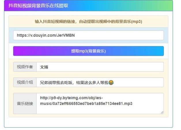 抖音视频背景音乐在线解析提取mp3源码-易站站长网
