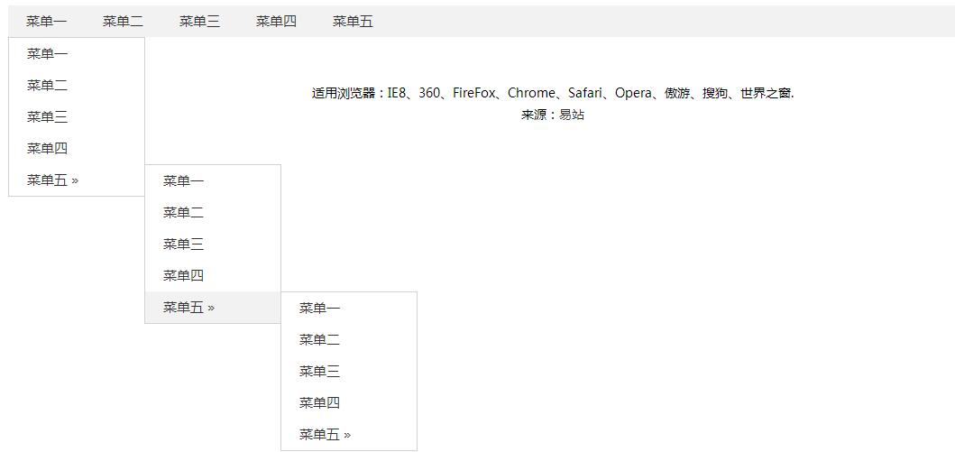 简单的jQuery无限级多级导航下拉菜单代码-易站站长网