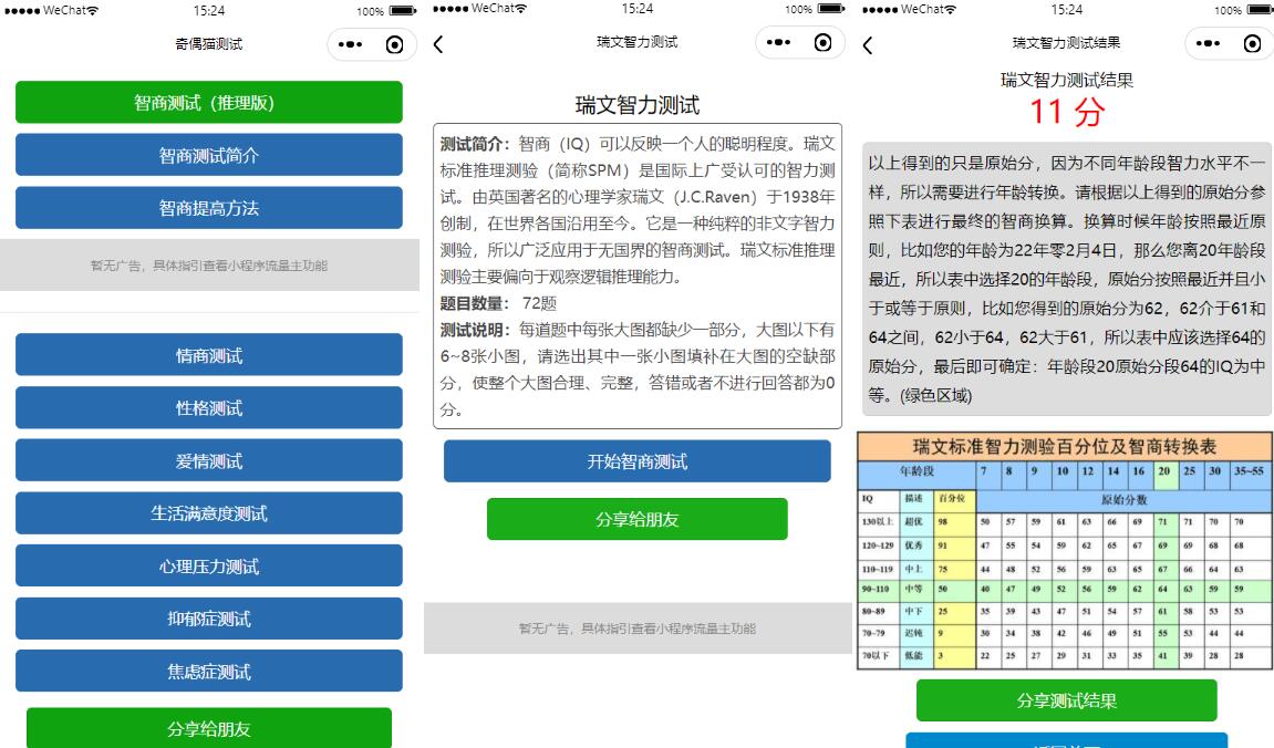 智力测试情商测试提升智力小程序源码-易站站长网