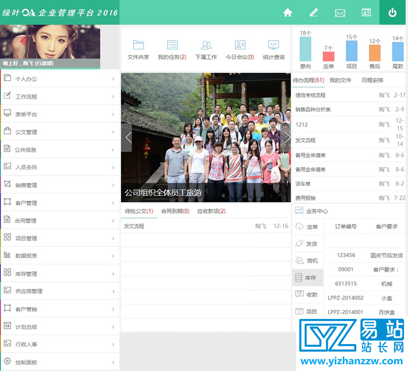 绿叶企业OA办公系统源码-易站站长网