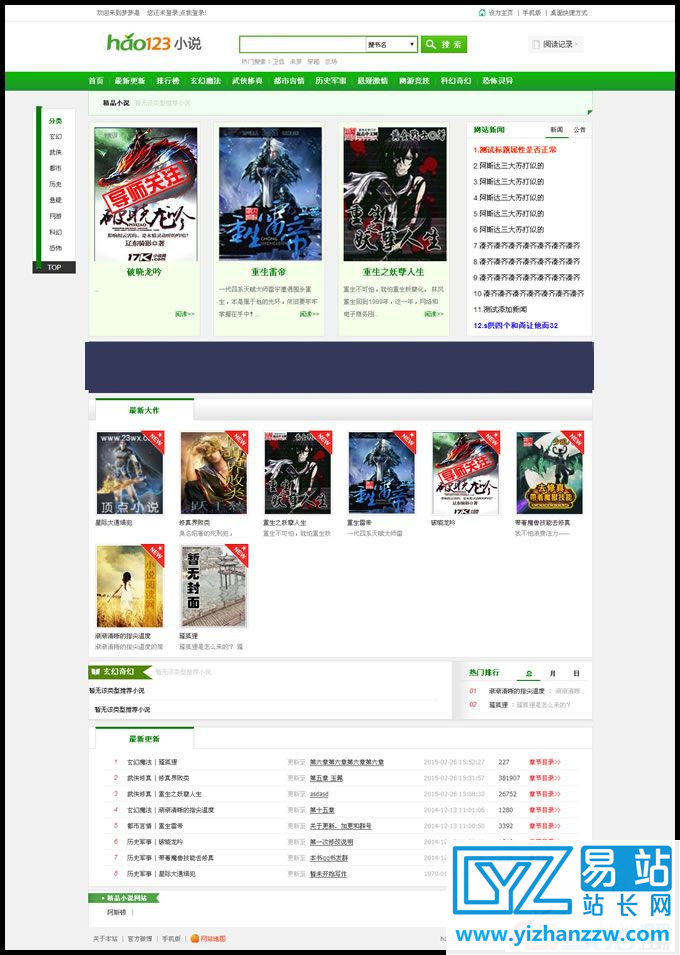 精仿hao123小说网免费小说网整站源码-后台可以采集-易站站长网